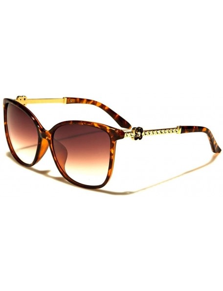 Cat Eye Modern Stylish Upscale Rhinestone Temple Womens Designer Sunglasses - Tortoise - CZ18WIH5O3H $13.88