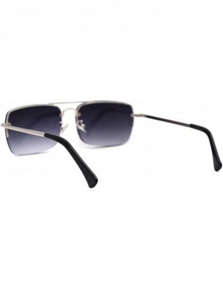 Rimless Mens Mod Rimless Rectangular Gradient Lens Powered Reading Sunglasses - Silver Smoke - CC18X7YAO4O $11.40