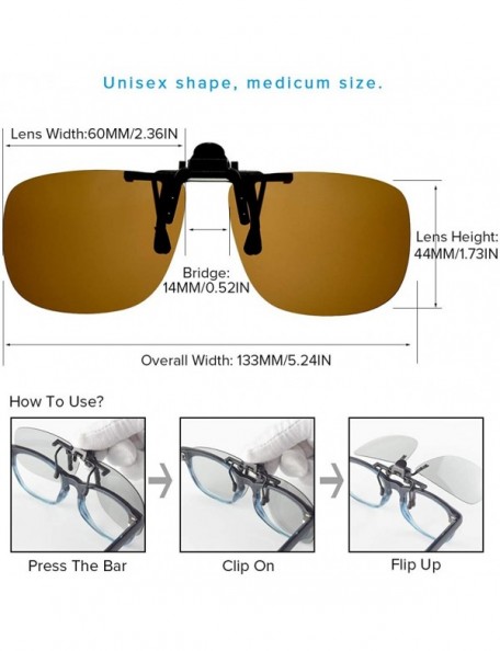 Square Unisex Polarized Flip up Clip on Sunglasses Over Prescription Glasses Frames and Reading - C3199SLDA5W $7.91