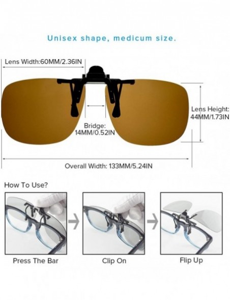 Square Unisex Polarized Flip up Clip on Sunglasses Over Prescription Glasses Frames and Reading - C3199SLDA5W $7.91
