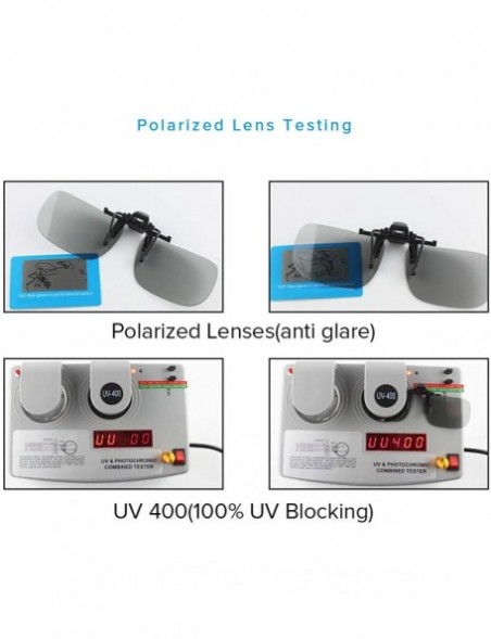 Square Unisex Polarized Flip up Clip on Sunglasses Over Prescription Glasses Frames and Reading - C3199SLDA5W $7.91