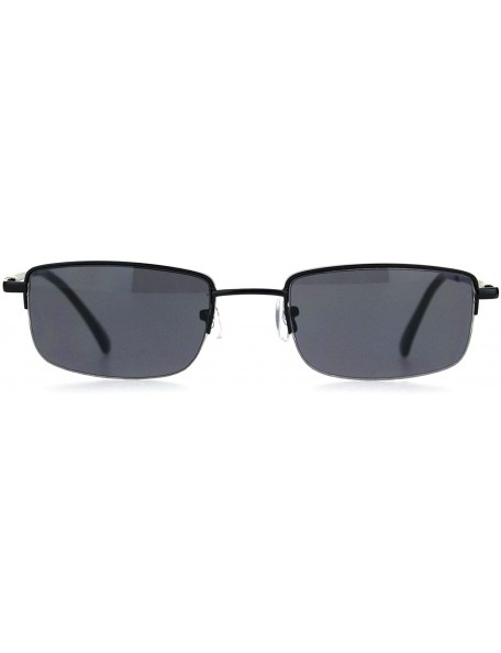 Rectangular Mens Classic Half Rim Narrow Rectangular 90s Dad Sunglasses - All Black - CK18L93OUR4 $11.91