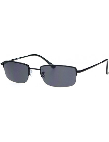 Rectangular Mens Classic Half Rim Narrow Rectangular 90s Dad Sunglasses - All Black - CK18L93OUR4 $11.91