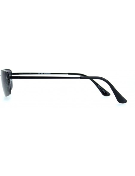 Rectangular Mens Classic Half Rim Narrow Rectangular 90s Dad Sunglasses - All Black - CK18L93OUR4 $11.91