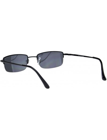 Rectangular Mens Classic Half Rim Narrow Rectangular 90s Dad Sunglasses - All Black - CK18L93OUR4 $11.91