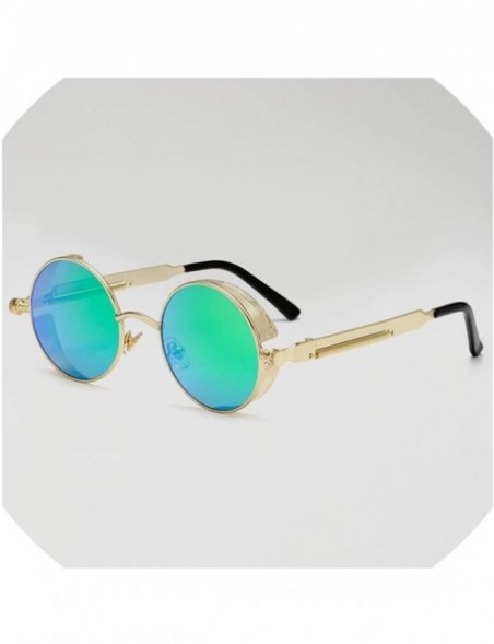 Oversized Metal Steampunk Sunglasses Men Women Round Glasses Brand Design Vintage Sunglasses - 12 - CA18W6UXLQM $20.37