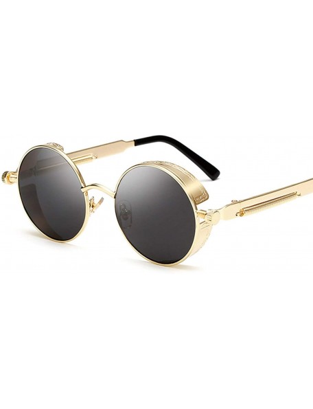 Oversized Metal Steampunk Sunglasses Men Women Round Glasses Brand Design Vintage Sunglasses - 12 - CA18W6UXLQM $20.37