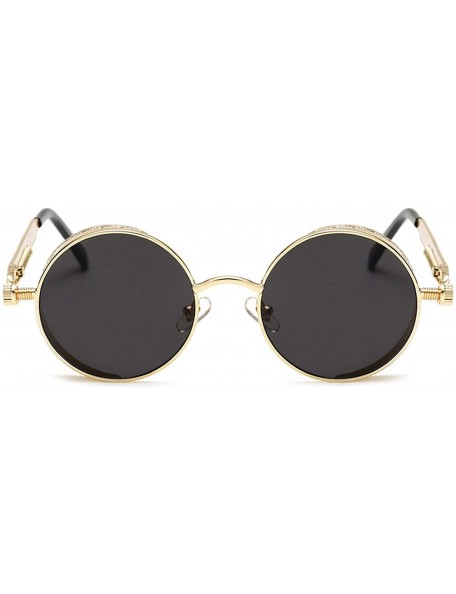 Oversized Metal Steampunk Sunglasses Men Women Round Glasses Brand Design Vintage Sunglasses - 12 - CA18W6UXLQM $20.37