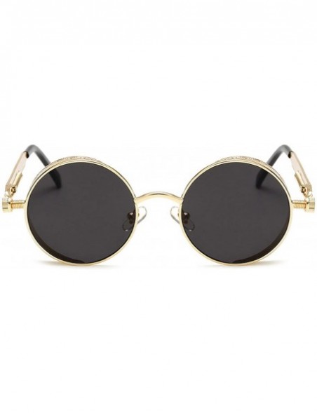 Oversized Metal Steampunk Sunglasses Men Women Round Glasses Brand Design Vintage Sunglasses - 12 - CA18W6UXLQM $20.37