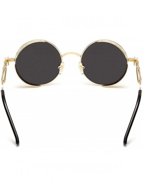 Oversized Metal Steampunk Sunglasses Men Women Round Glasses Brand Design Vintage Sunglasses - 12 - CA18W6UXLQM $20.37