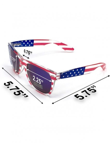 Wayfarer American Flag Mirror Novelty Decorative Sunglasses - 2-silver & Blue- Zebra Gift Box - CJ182G956IG $14.79