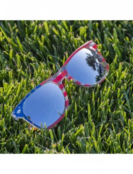 Wayfarer American Flag Mirror Novelty Decorative Sunglasses - 2-silver & Blue- Zebra Gift Box - CJ182G956IG $14.79