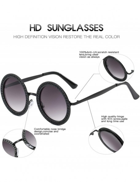Oval Round Oversized Rhinestone Sunglasses for Women Fashion Festival Sunglasses - C118RTT6QN7 $15.24