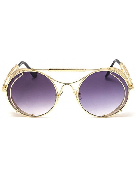 Round Round Retro Sun Glasses Men Women 2020 Fashion Windproof Punk Sunglasses Outdoor Pilot Mens Goggle - Gold&grey - CN192Y...