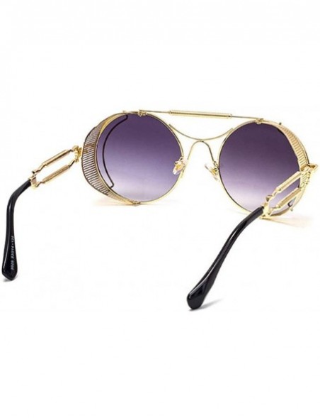Round Round Retro Sun Glasses Men Women 2020 Fashion Windproof Punk Sunglasses Outdoor Pilot Mens Goggle - Gold&grey - CN192Y...