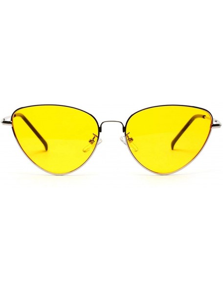 Oversized Retro Cat Eye Sunglasses Women Yellow Red Lens Sun Glasses Fashion Light Weight Sunglass Vintage Metal Eyewear - CC...