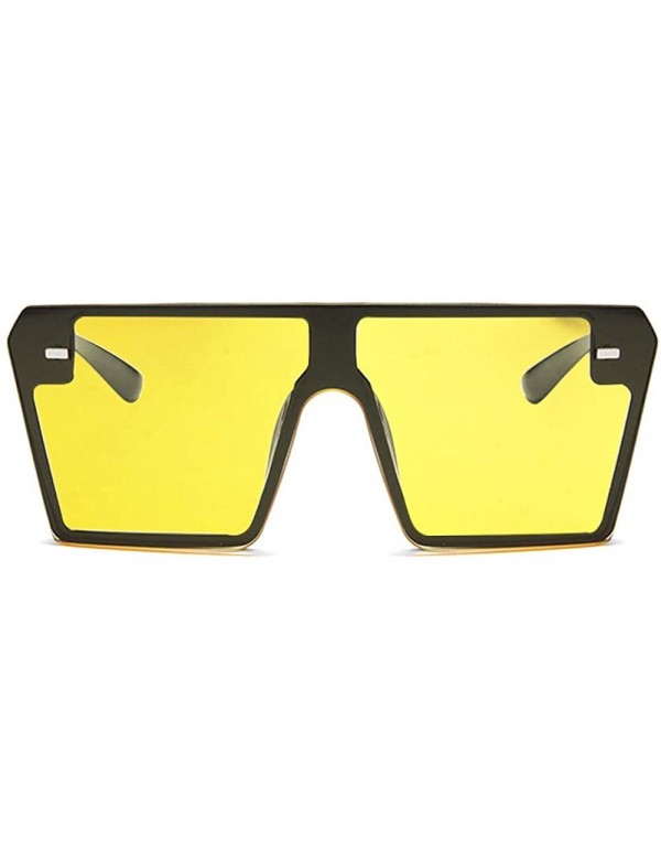 Square Oversized Night Driving Glasses - Large Square Night Vision Glasses - One Piece Fashion Flat Lens - CQ1940D6IRO $19.57