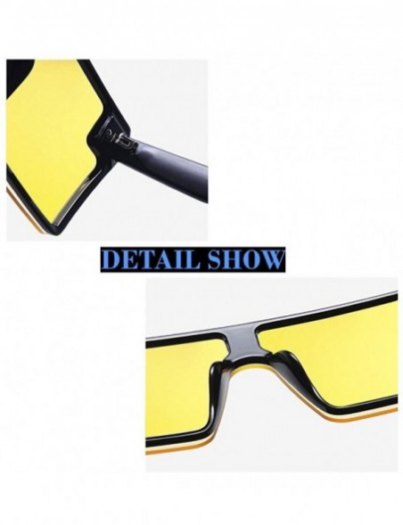 Square Oversized Night Driving Glasses - Large Square Night Vision Glasses - One Piece Fashion Flat Lens - CQ1940D6IRO $19.57