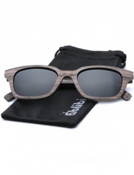 Wayfarer Ablibi Men's Wood Sunglasses Womens Polarized Shades in Wood Case - Grey - CR186Q09KCN $37.78