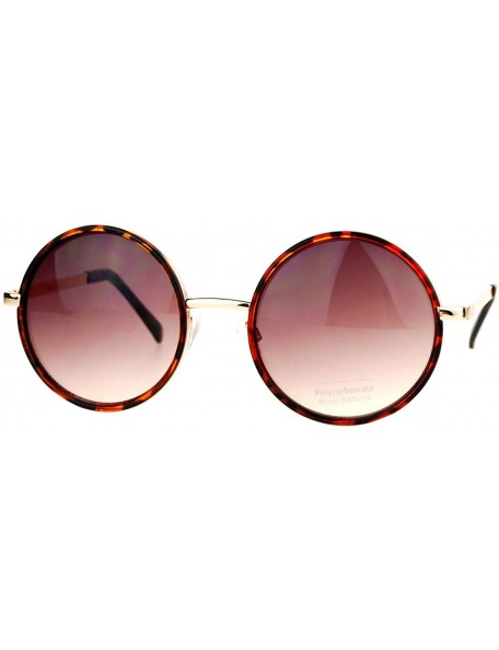 Round Round Circle Frame Sunglasses Womens Designer Retro Fashion - Gold Tortoise - C012DBVZRCR $8.10