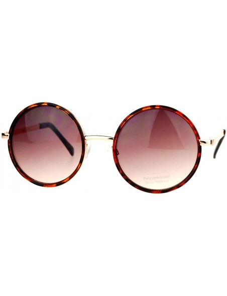 Round Round Circle Frame Sunglasses Womens Designer Retro Fashion - Gold Tortoise - C012DBVZRCR $8.10
