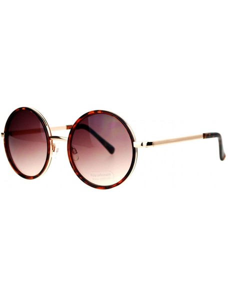 Round Round Circle Frame Sunglasses Womens Designer Retro Fashion - Gold Tortoise - C012DBVZRCR $8.10