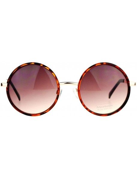 Round Round Circle Frame Sunglasses Womens Designer Retro Fashion - Gold Tortoise - C012DBVZRCR $8.10