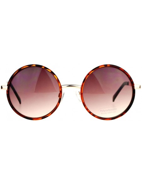 Round Round Circle Frame Sunglasses Womens Designer Retro Fashion - Gold Tortoise - C012DBVZRCR $8.10