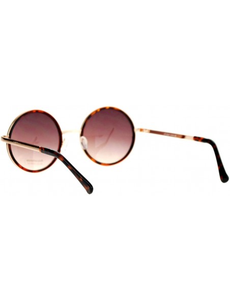Round Round Circle Frame Sunglasses Womens Designer Retro Fashion - Gold Tortoise - C012DBVZRCR $8.10