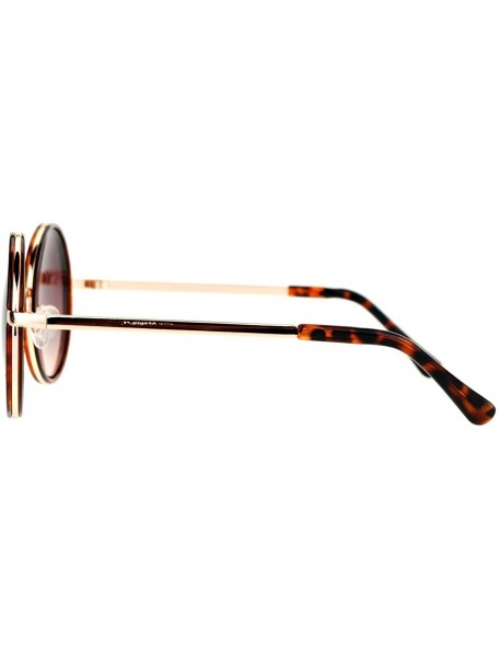 Round Round Circle Frame Sunglasses Womens Designer Retro Fashion - Gold Tortoise - C012DBVZRCR $8.10