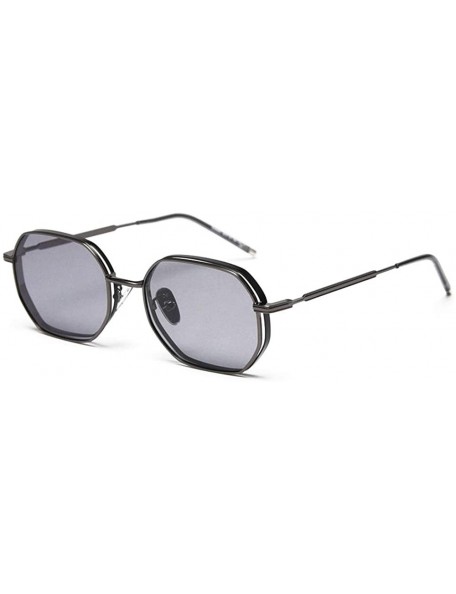 Square fashion retro small square polarized sunglasses trend unisex luxury brand designer girls sunglasses - Grey - CE193AK9Q...