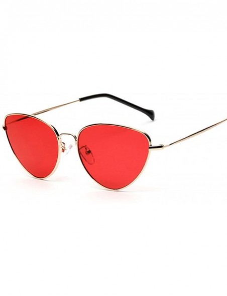 Oversized Retro Cat Eye Sunglasses Women Yellow Red Lens Sun Glasses Fashion Light Weight Sunglass Vintage Metal Eyewear - CC...