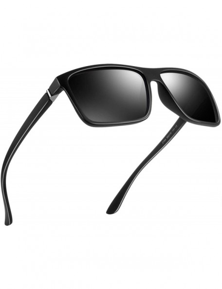Rectangular Polarized Sunglasses for Men 100% UV protection Driving Fishing Anti Glare Retro TR90 Frame Shade Glasses. - C518...