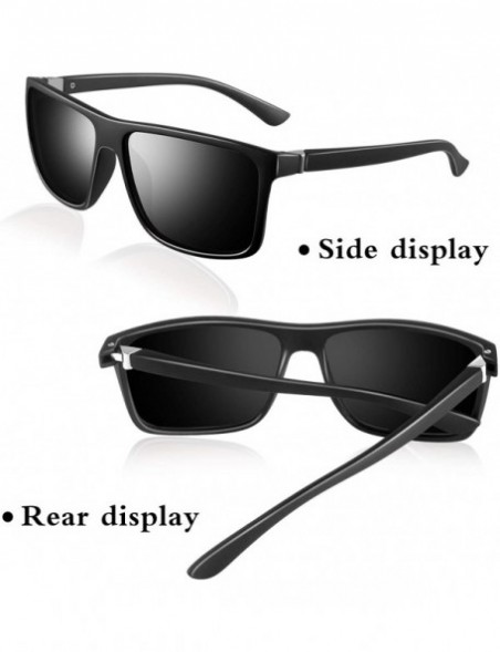 Rectangular Polarized Sunglasses for Men 100% UV protection Driving Fishing Anti Glare Retro TR90 Frame Shade Glasses. - C518...