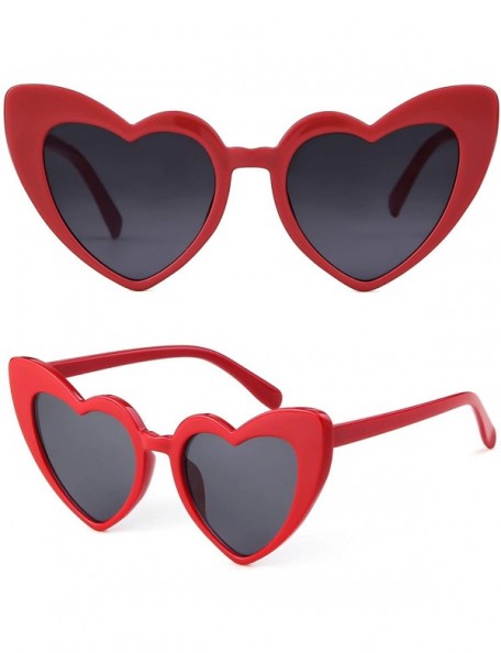 Oversized Clout Goggle Heart Sunglasses Vintage Cat Eye Mod Style Retro Kurt Cobain Glasses - Red Kiss - C5188AX0COQ $13.76