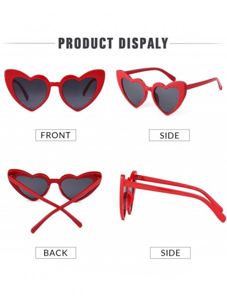 Oversized Clout Goggle Heart Sunglasses Vintage Cat Eye Mod Style Retro Kurt Cobain Glasses - Red Kiss - C5188AX0COQ $13.76