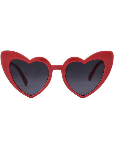 Oversized Clout Goggle Heart Sunglasses Vintage Cat Eye Mod Style Retro Kurt Cobain Glasses - Red Kiss - C5188AX0COQ $13.76