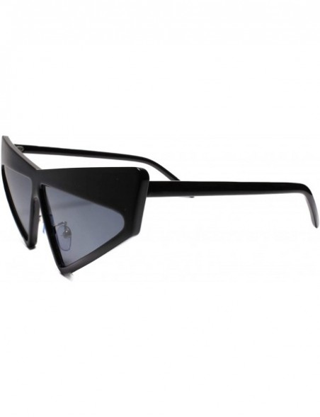 Cat Eye Womens Unique Funky Retro 70s Style Mirrored Lens Cat Eye Sunglasses - Black - C018UNCKSR8 $11.51