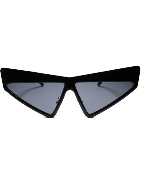 Cat Eye Womens Unique Funky Retro 70s Style Mirrored Lens Cat Eye Sunglasses - Black - C018UNCKSR8 $11.51