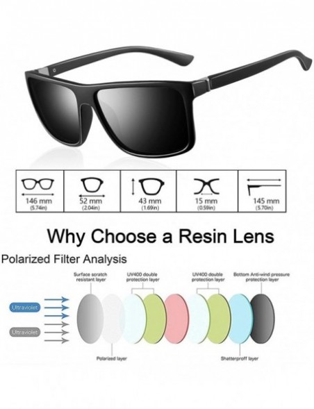 Rectangular Polarized Sunglasses for Men 100% UV protection Driving Fishing Anti Glare Retro TR90 Frame Shade Glasses. - C518...