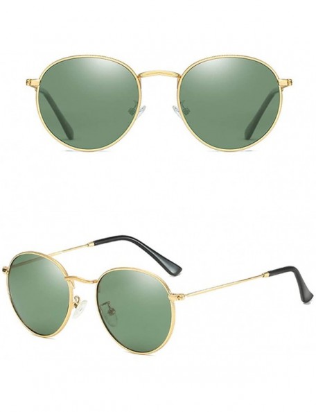 Round Retro Round Sunglasses Men Polarized UV400 Sun Glasses Male Driving Metal - Gold With Green - CO18R3IQ3S9 $9.45