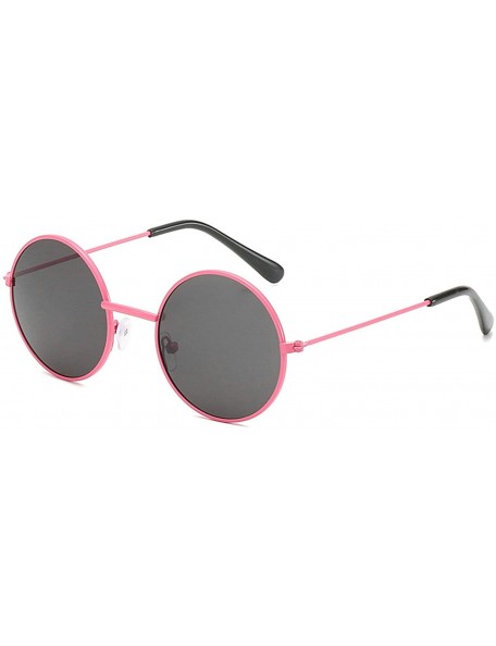 Oversized Vintage style Round Sunglasses for Unisex Metal PC UV 400 Protection Sunglasses - Pink Grey - C418SZU6K7H $14.76
