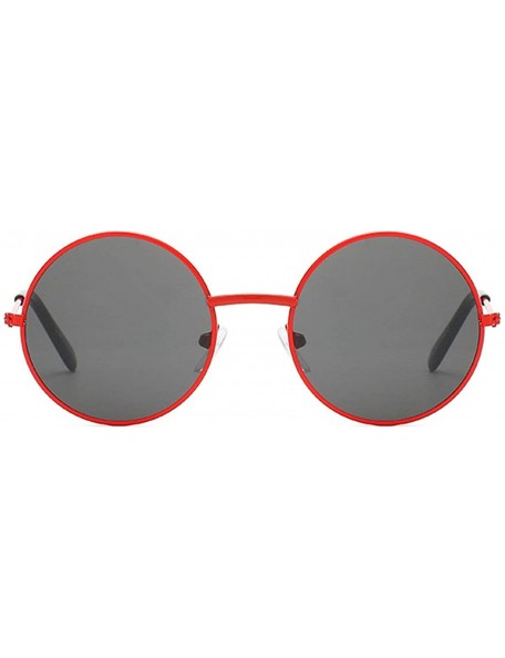 Oversized Vintage style Round Sunglasses for Unisex Metal PC UV 400 Protection Sunglasses - Pink Grey - C418SZU6K7H $14.76