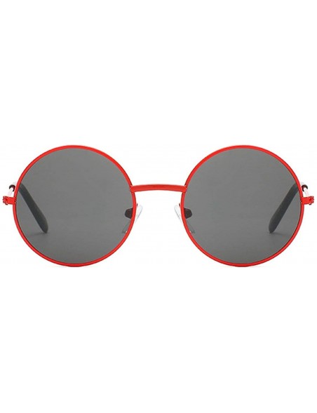 Oversized Vintage style Round Sunglasses for Unisex Metal PC UV 400 Protection Sunglasses - Pink Grey - C418SZU6K7H $14.76