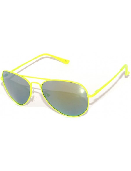 Aviator Full Mirror Lens Colored Metal Frame with Spring Hinge - Green-yellow Frame Gold Lens - CI11MZ9TG2J $9.14