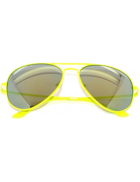 Aviator Full Mirror Lens Colored Metal Frame with Spring Hinge - Green-yellow Frame Gold Lens - CI11MZ9TG2J $9.14