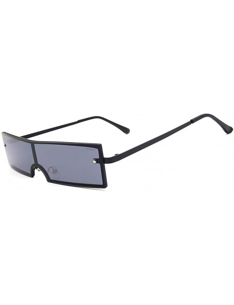 Square Women's Fashion Rectangular Sunglasses UV 400 Proctection - Black Frame Black Lens - C018S7HN53K $12.06