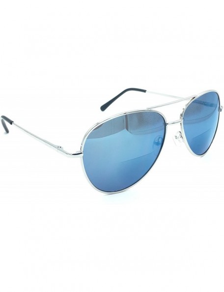 Aviator Bifocal Reading Sunglasses for Men or Women 100% UVA & UVB Mirrored Lens - Blue - CI18DM8478Z $25.52