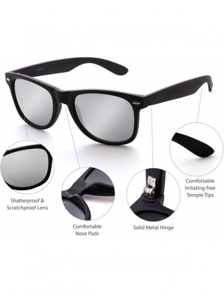 Square Vintage Sunglasses Mirrored Protection Lightweight - Silver Mirrored - CQ123L8KKZT $8.55