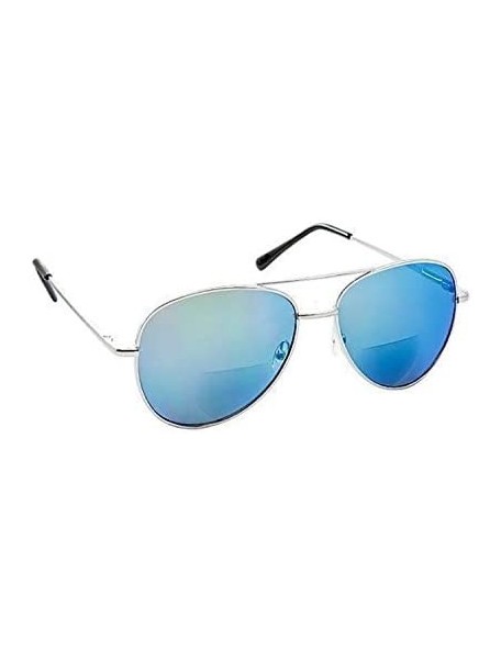 Aviator Bifocal Reading Sunglasses for Men or Women 100% UVA & UVB Mirrored Lens - Blue - CI18DM8478Z $25.52